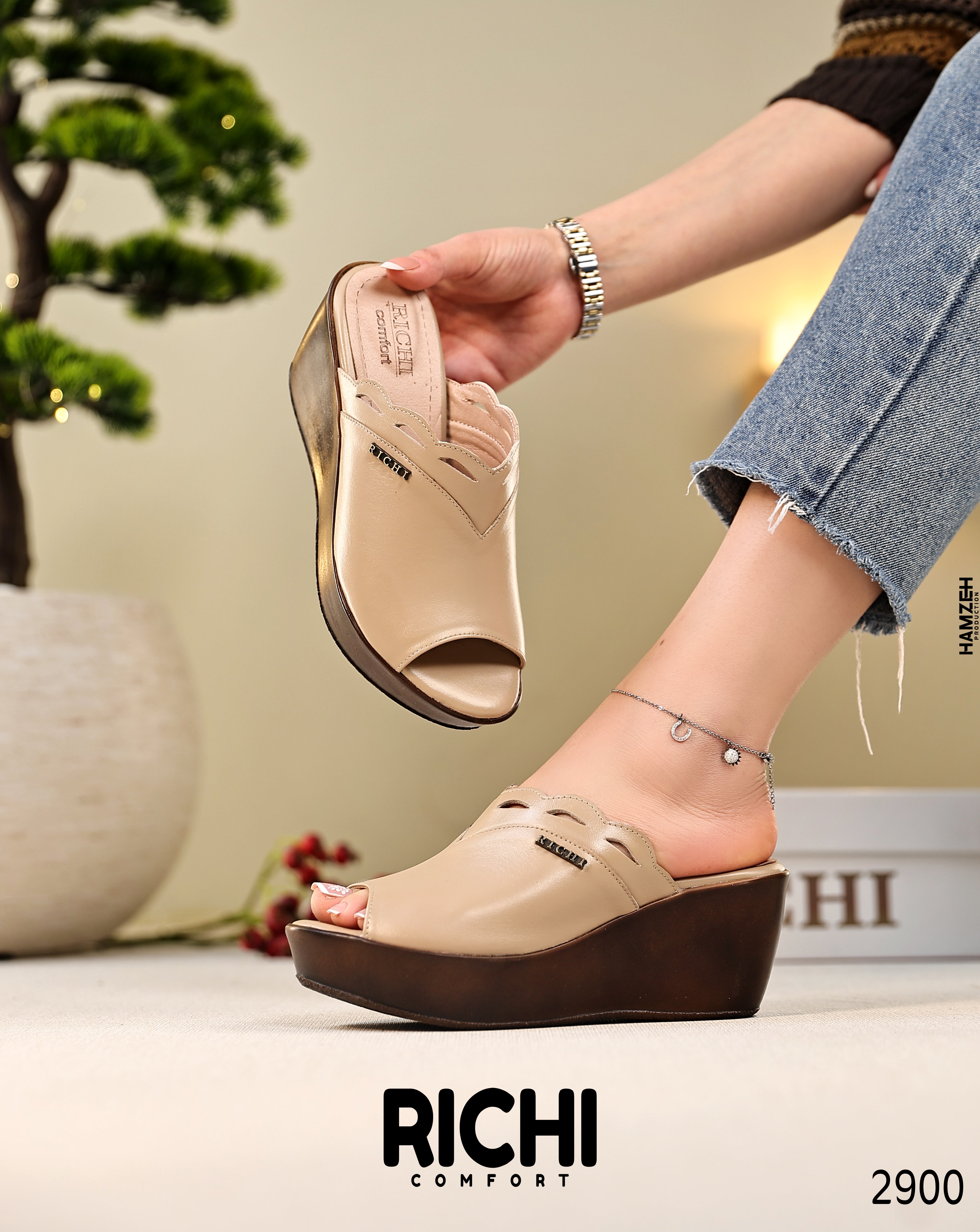 Leather slippers