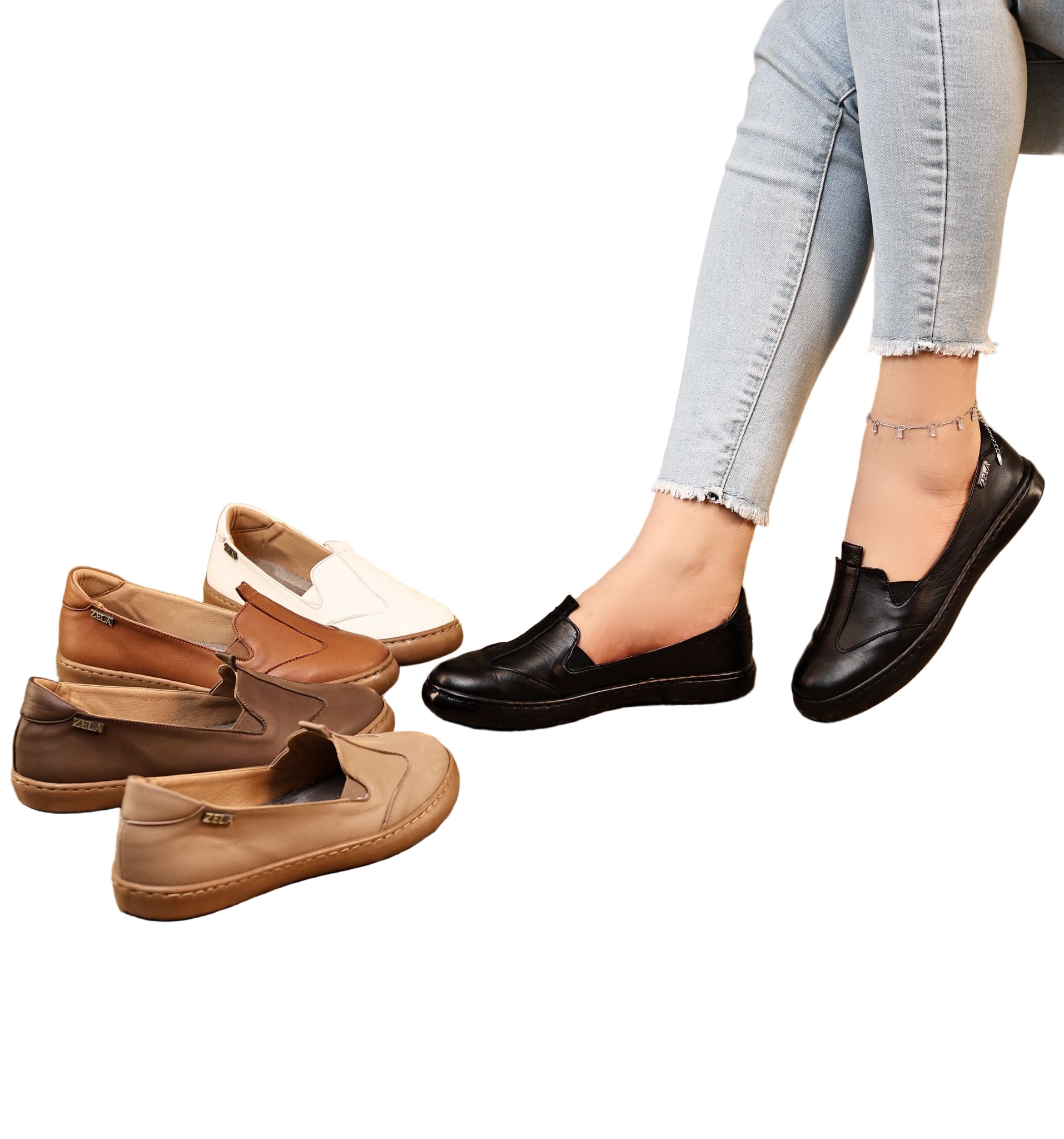 حذاء موكاسين جلد