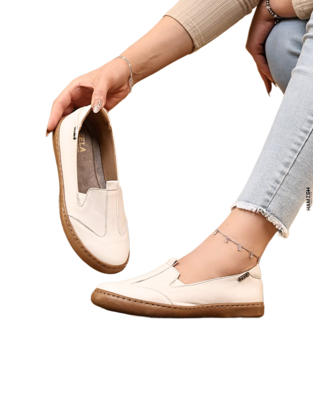 حذاء موكاسين جلد