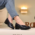 Leather heel shoes
